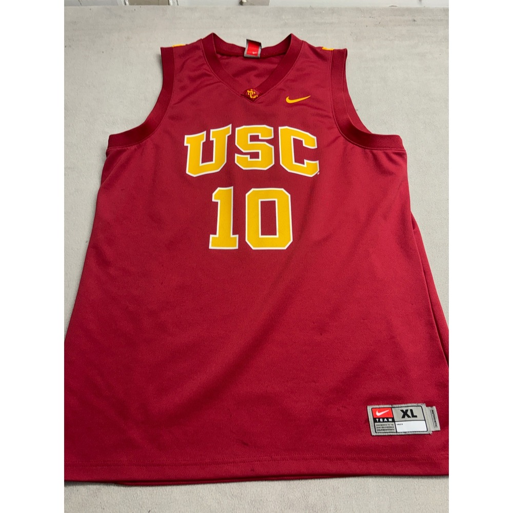 Nike USC Trojans Basketball Jersey Men XL Red Number 10 Authentic Team Gear
